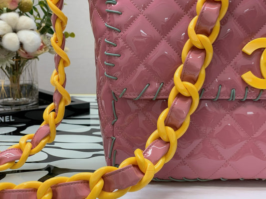 CHL - Vinyl Classic PiNike and Yellow Shoulder bag For Women 29cm/11.5in