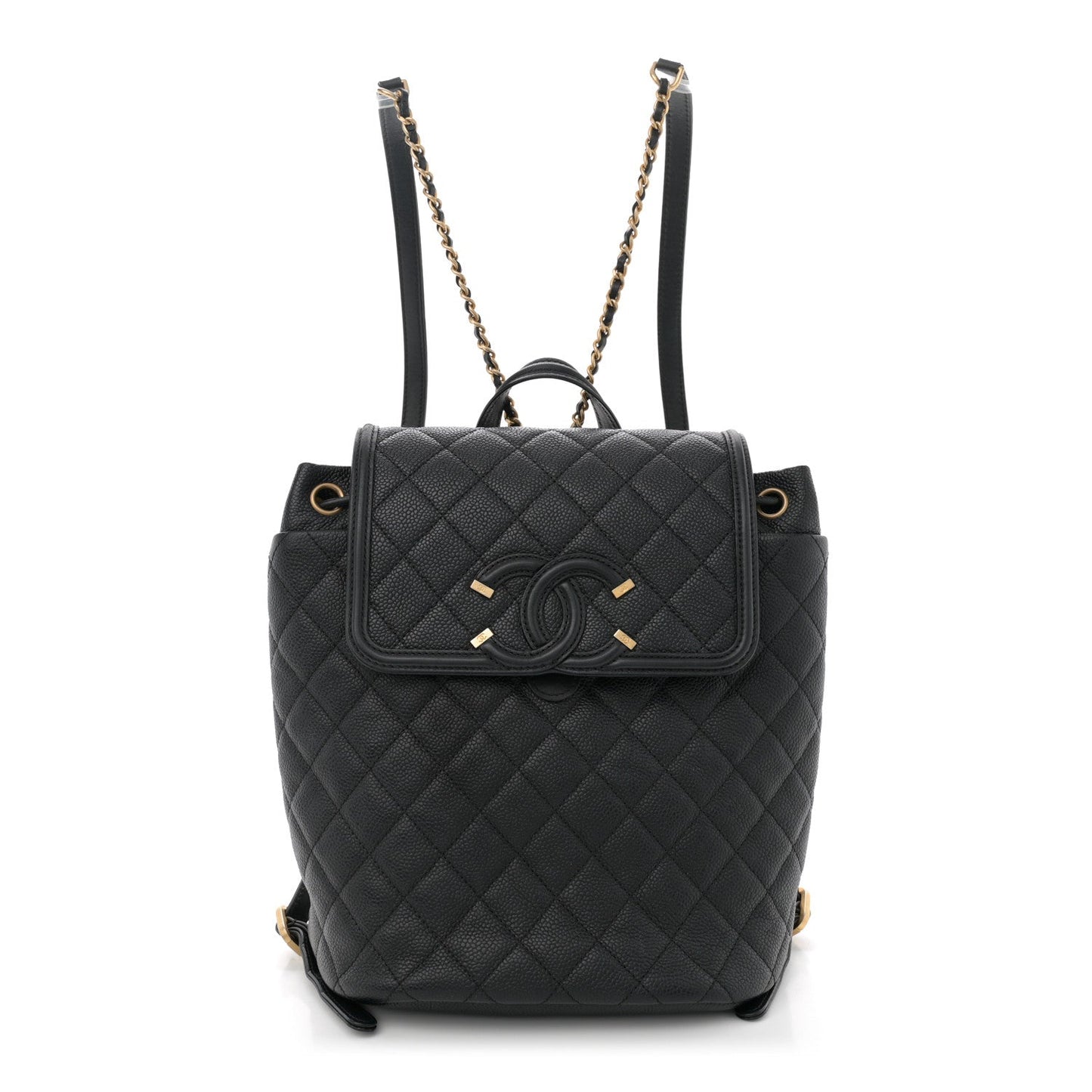 Amelia Caviar Quilted Small Filigree Backpack Black