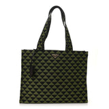 Prada Jacquard Saffiano Triangolo Symbole Embroidered Shopping Tote Black Edera