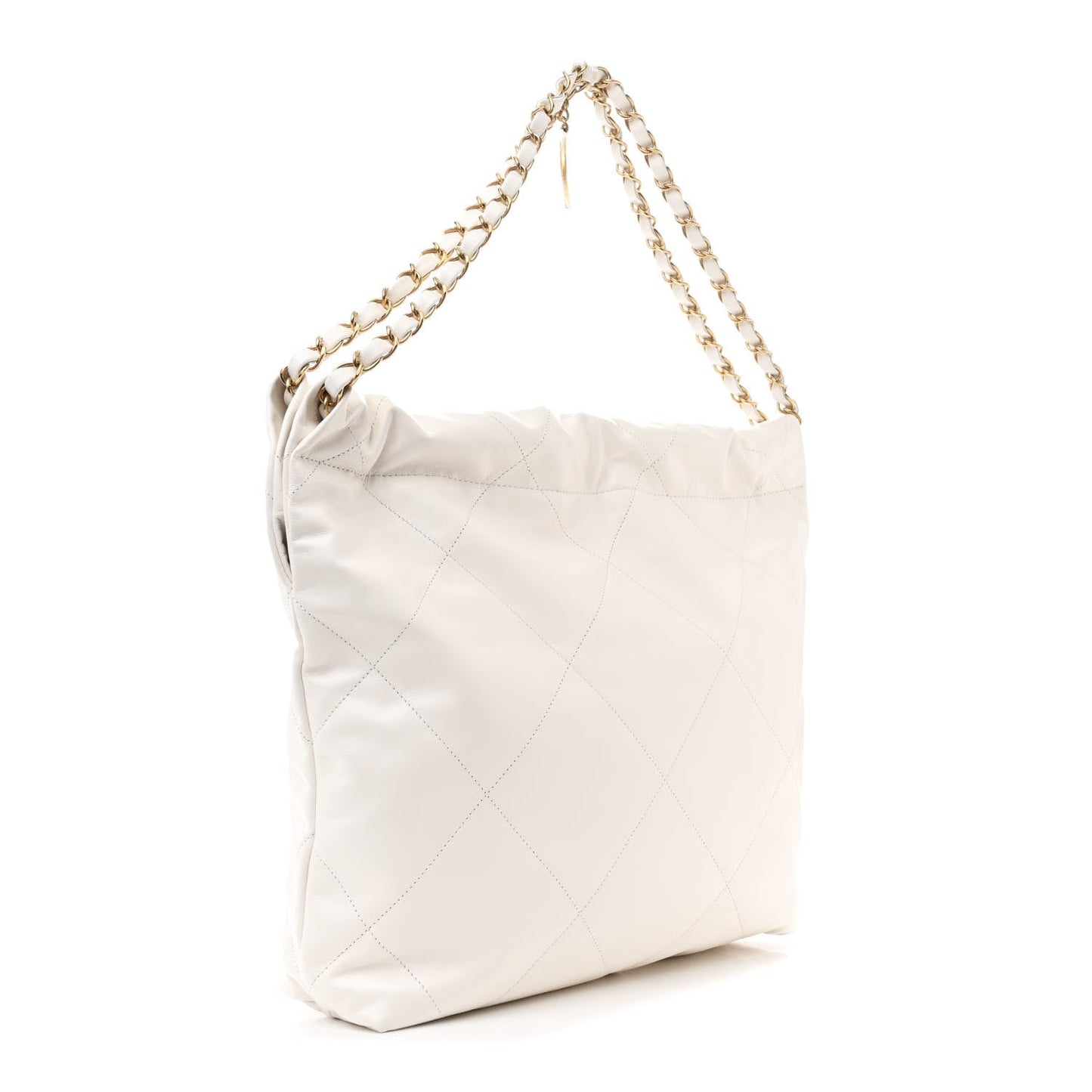 Amelia Shiny Calfskin Quilted Small 22 White