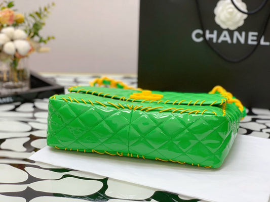 CHL - Vinyl Classic Green and Yellow Shoulder bag For Women 29cm/11.5in