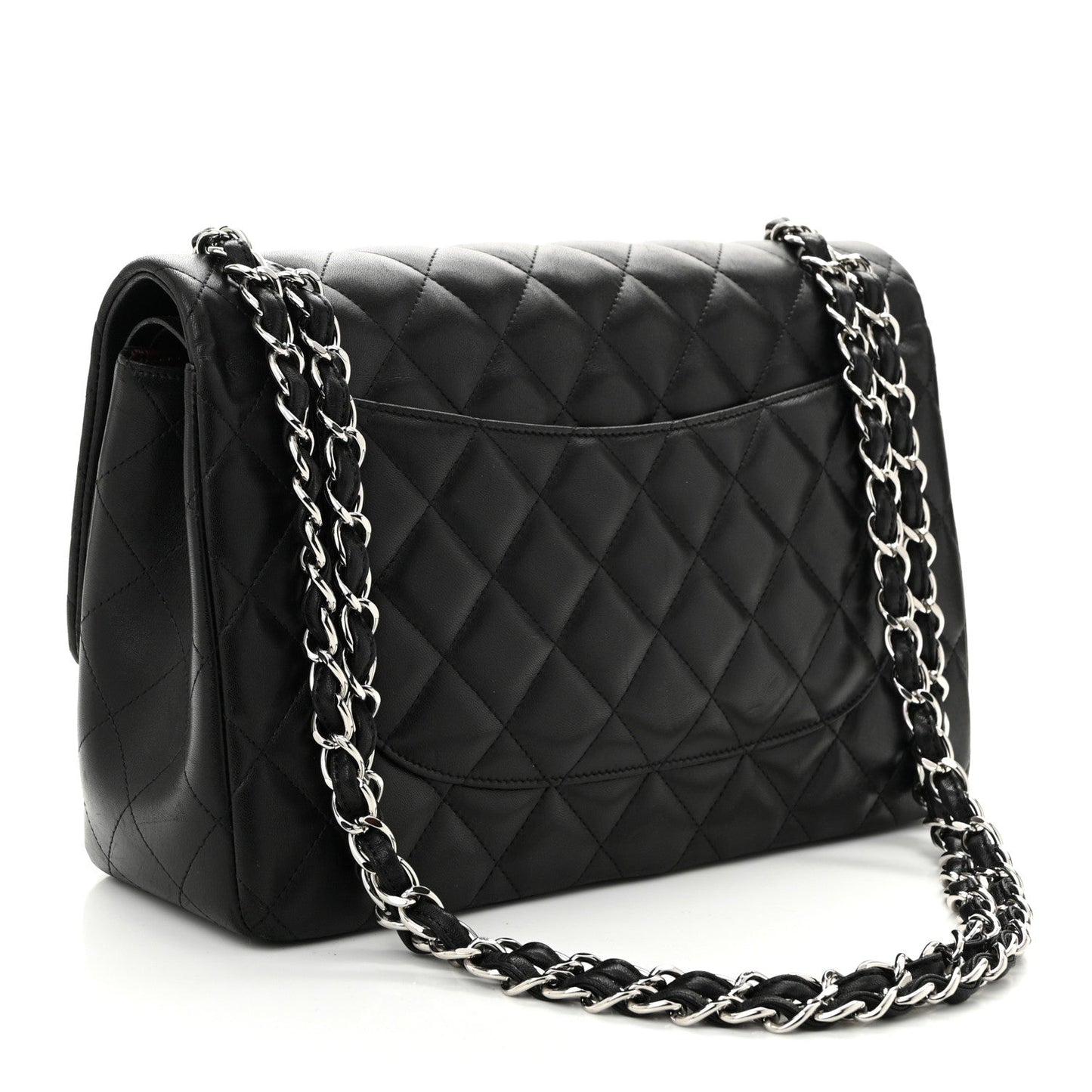 Amelia Lambskin Quilted Jumbo Double Flap Black