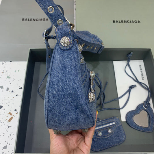 BLN-Ciaga Le Cagole XS Shoulder Bag In Blue Washed, For Women,  Bags 13in/33Amelia