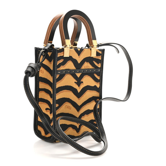 Amelia Canvas Vitello King Chinese New Year Tiger Embroidered Sunshine Shopper Tote Black Dark Yellow