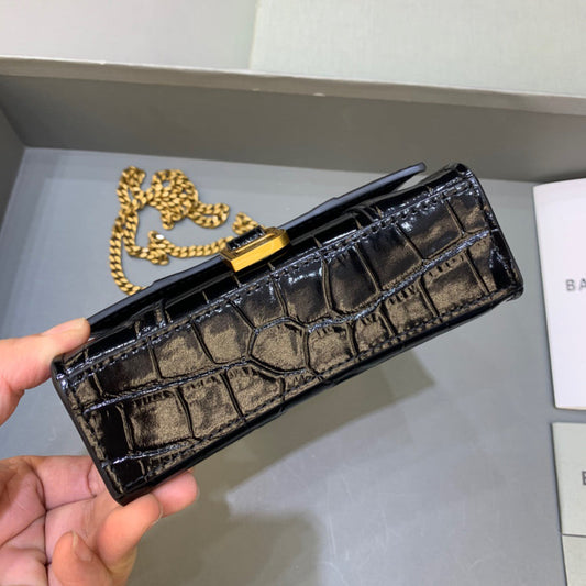 BLN-Ciaga Hourglass Mini Handbag With Chain In Black, For Women,  Bags 4.7in/12cm