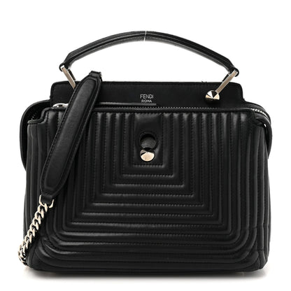 Amelia Shiny Nappa Trapuntata Chain Small DotCom Click Chain Satchel Black