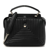 Amelia Shiny Nappa Trapuntata Chain Small DotCom Click Chain Satchel Black