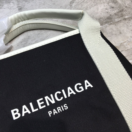 BLN-Ciaga Navy Small Cabas Tote Bag In White, For Women,  Bags 18.5in/47cm