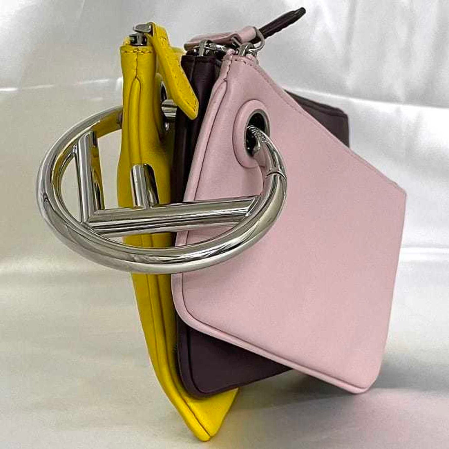 Fendi  pink yellow Leather Clutch Bag (Pre-Owned)