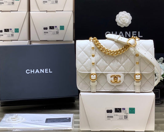 CHL -  Co Co Shoulder Bag Gold Chain White For Women 9.8in/25cm