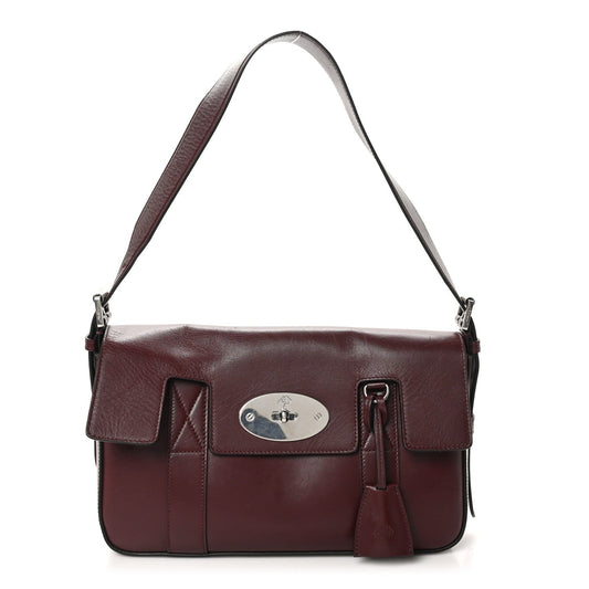 Mulberry Shiny Smooth Calfskin East West Bayswater Black Cherry