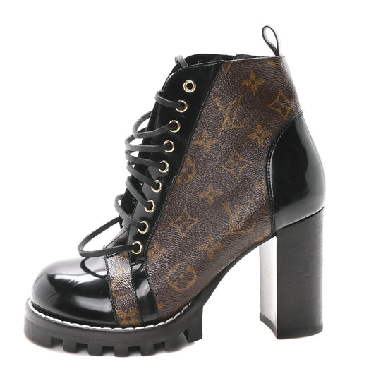 Louis Vuitton Patent Calfskin Monogram Star Trail Ankle Boots Black