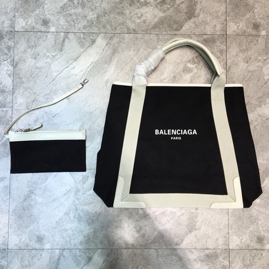 BLN-Ciaga Navy Medium Cabas Tote Bag In White, For Women,  Bags 14.1in/36cm