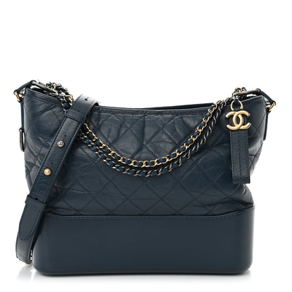 Amelia Aged Calfskin Quilted Medium Gabrielle Hobo Blue