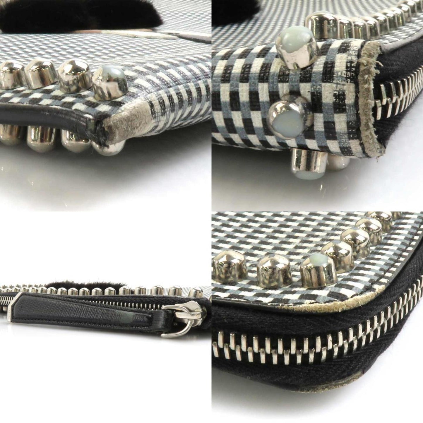 Fendi    Leather Metal Fur Clutch Bag (Pre-Owned)