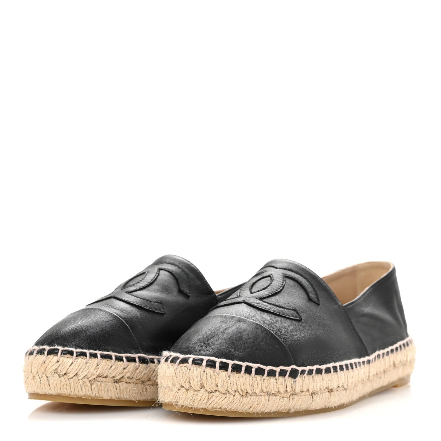 Amelia Lambskin CC Espadrilles 38 Black