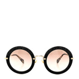 Miu Miu Metal Round Crystal Sunglasses SMU08R Black Tortoise