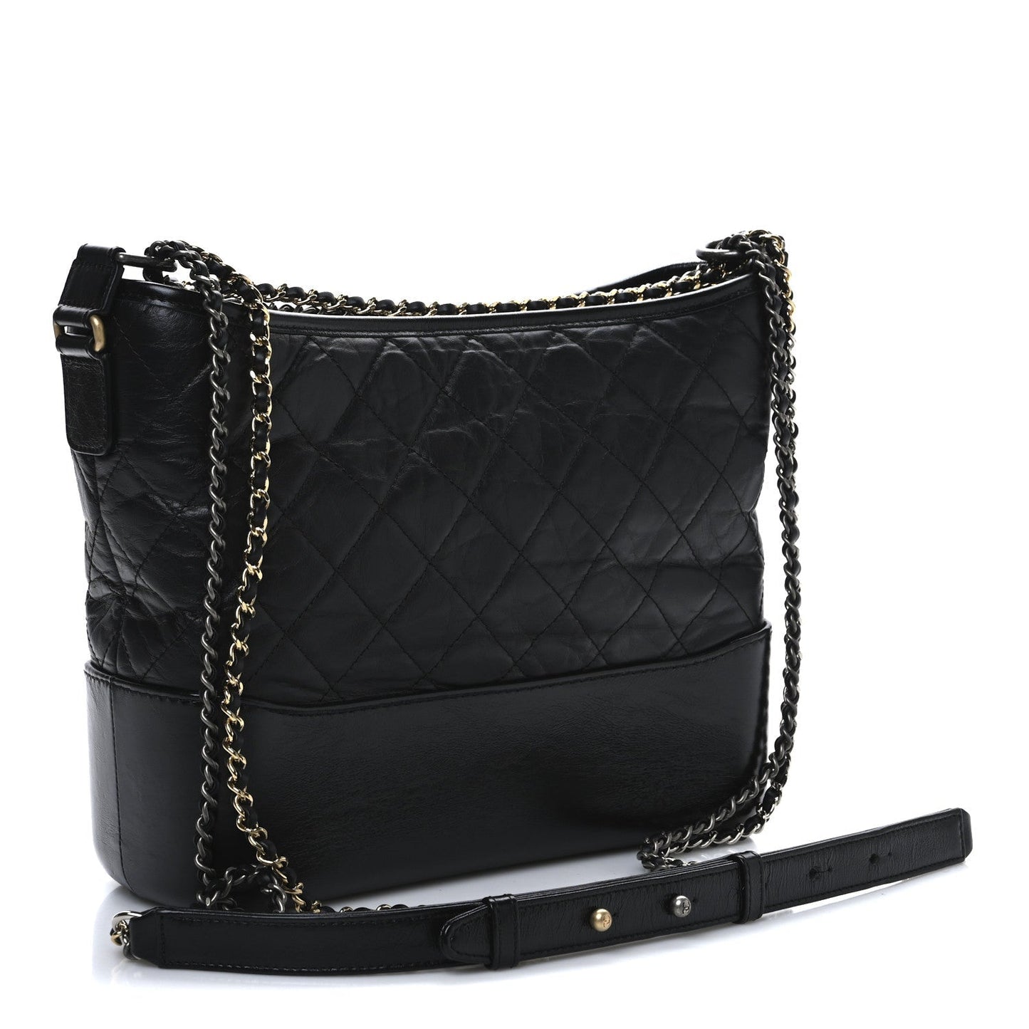 Amelia Aged Calfskin Quilted Medium Gabrielle Hobo Black