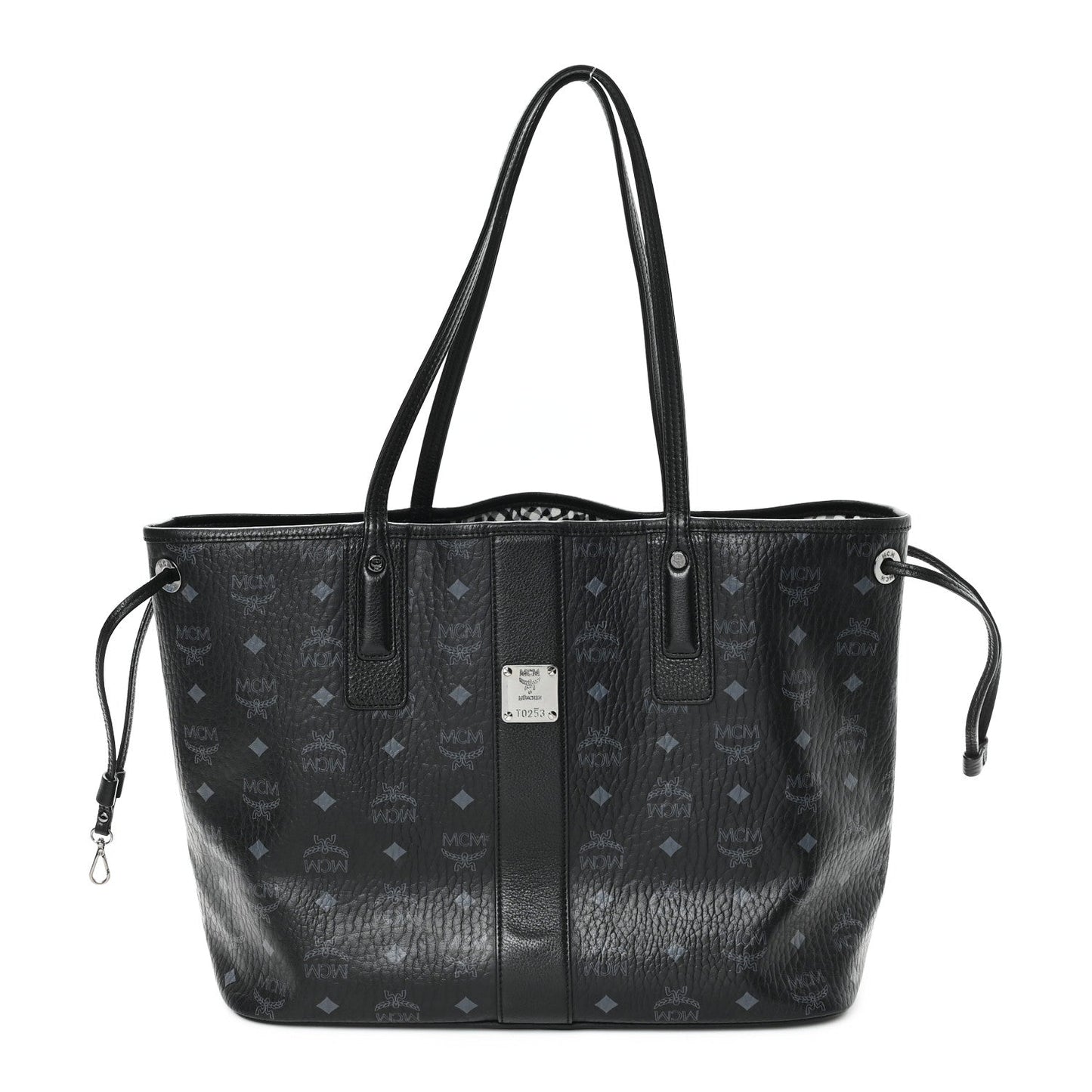 jmb        Grained Calfskin Visetos Medium Liz Reversible Shopper Tote Black