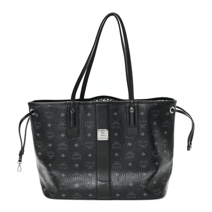 jmb        Grained Calfskin Visetos Medium Liz Reversible Shopper Tote Black
