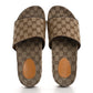 Amelia Canvas GG Monogram Mens Slide Sandals 10 Beige