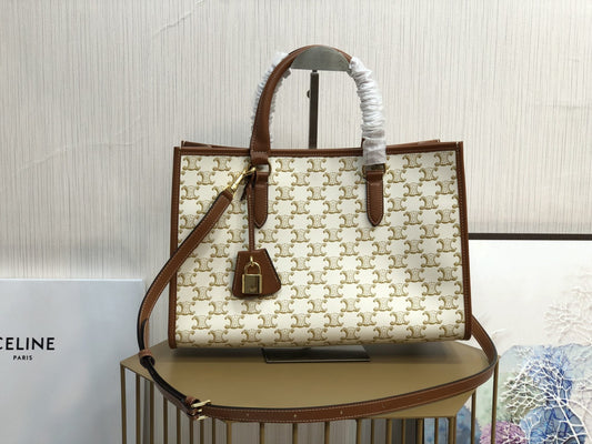 CE Mini Horizontal Cabas In Triomphe Canvas White For Women 14in/35Amelia199742BZJ.01BC