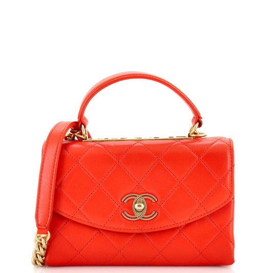 CHANEL Trendy Spirit Top Handle Bag Quilted Lambskin Small