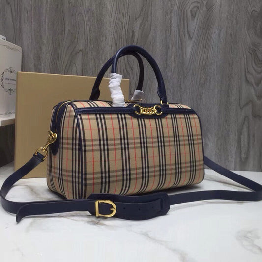 B-Berry - BB  Small 1983 Check LiNike Bowling Bag Blue/Brown For Women, Women’s Bags 9.1in/23cm