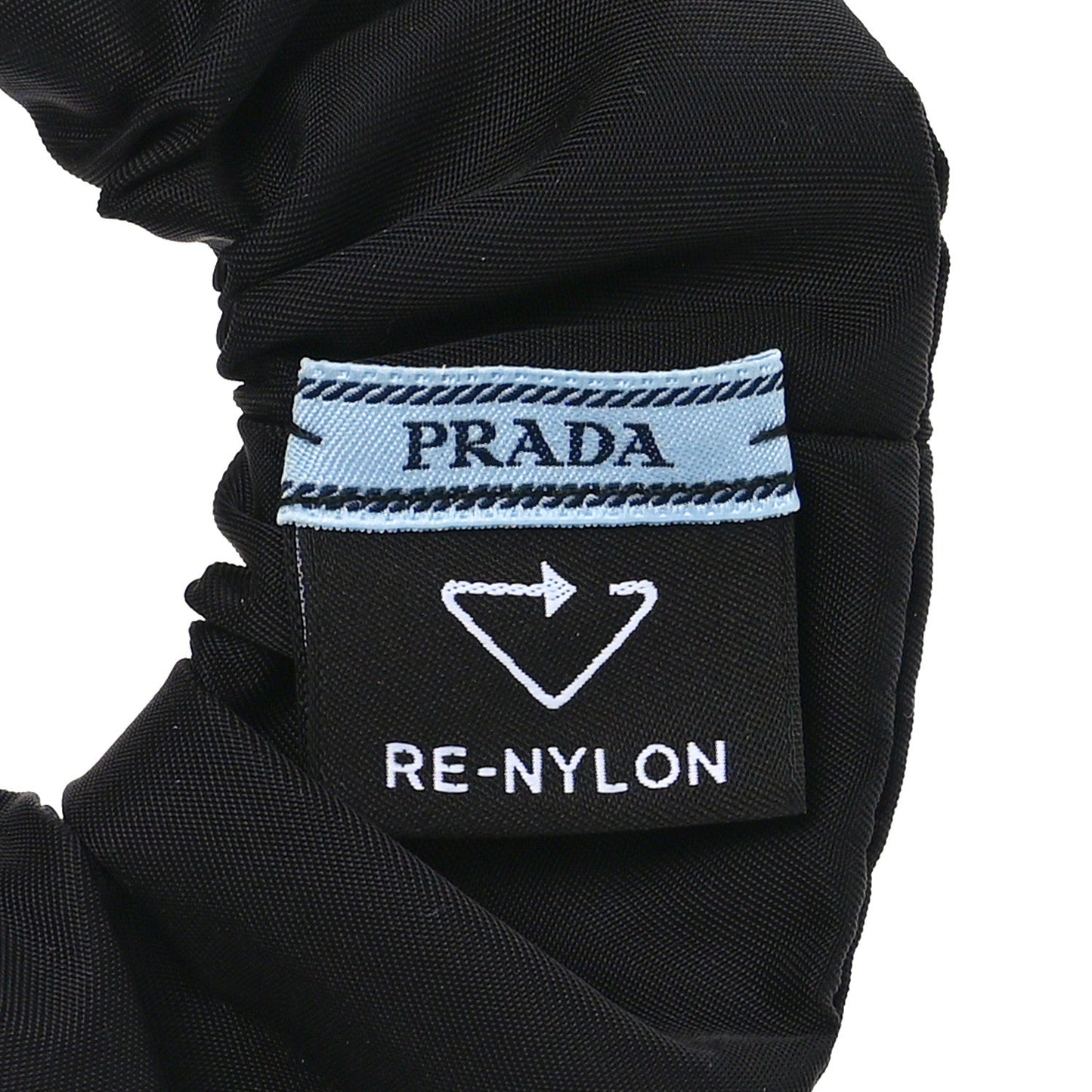 Prada Re-Nylon Metal Logo Scrunchie Black