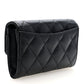 Amelia Caviar Quilted Flap Card Holder Wallet Black