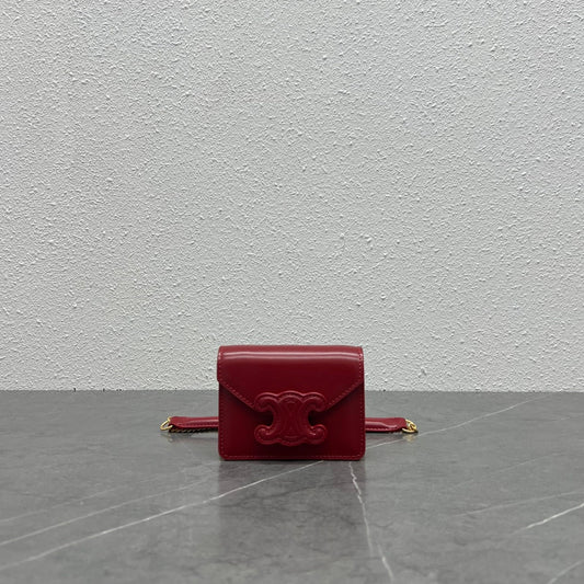CE Card Holder On Chain Triomphe Red For Women 4in/11Amelia10J743DPV.27VD