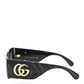 Amelia Oversized Rectangular Acetate Frame GG Marmont Logo Sunglasses GG0811S Black