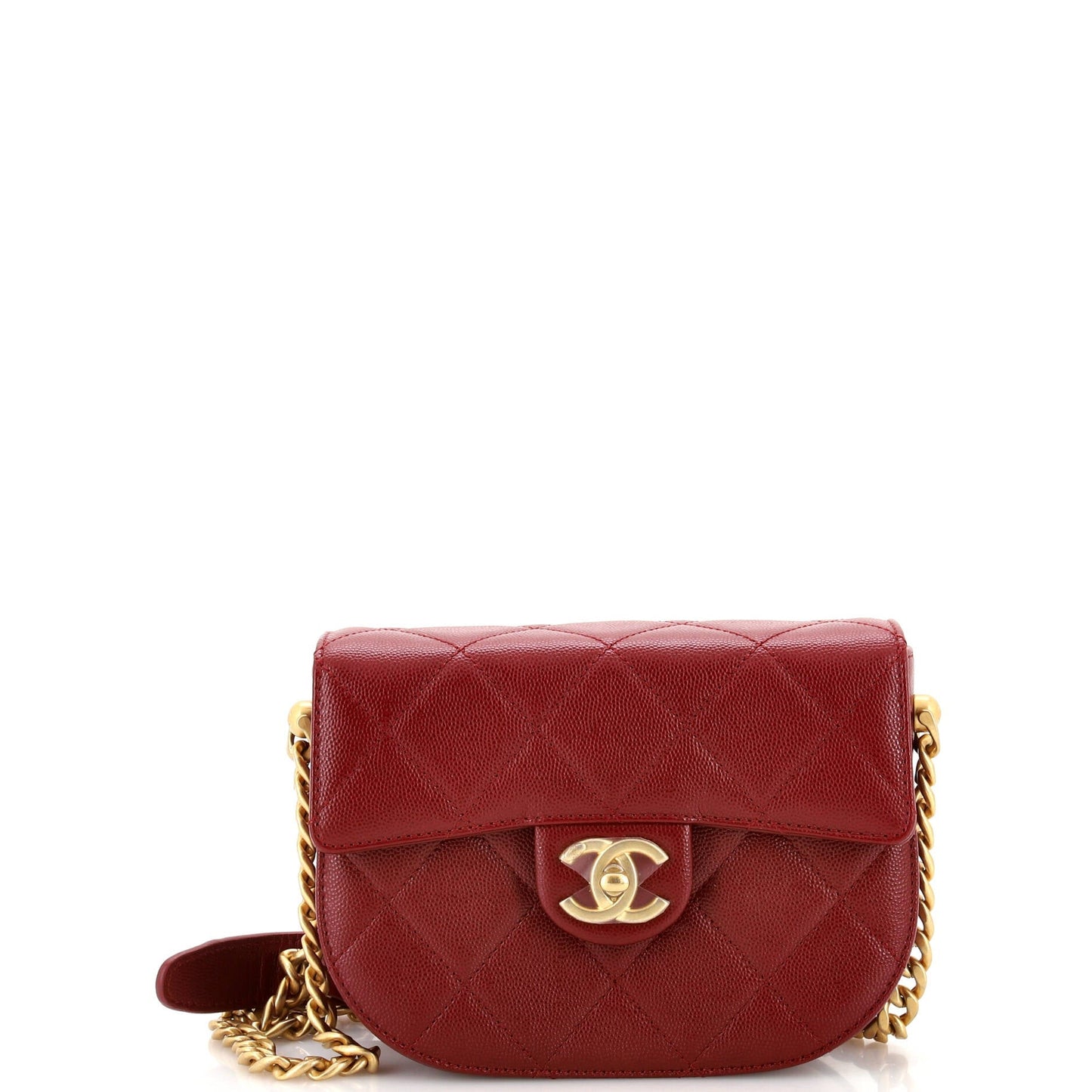 CHANEL Moon Flap Messenger Bag Quilted Caviar Small