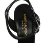 Saint Laurent Velvet Glitter Leopard Print Platform Sandals 37 Argento Black
