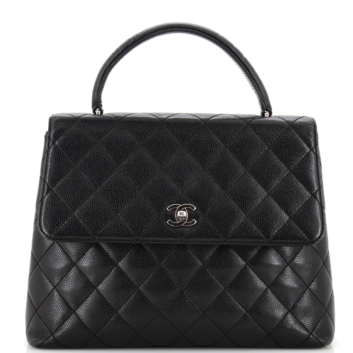 CHANEL   Classic Top Handle Flap Bag Quilted Caviar Jumbo