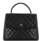 CHANEL   Classic Top Handle Flap Bag Quilted Caviar Jumbo