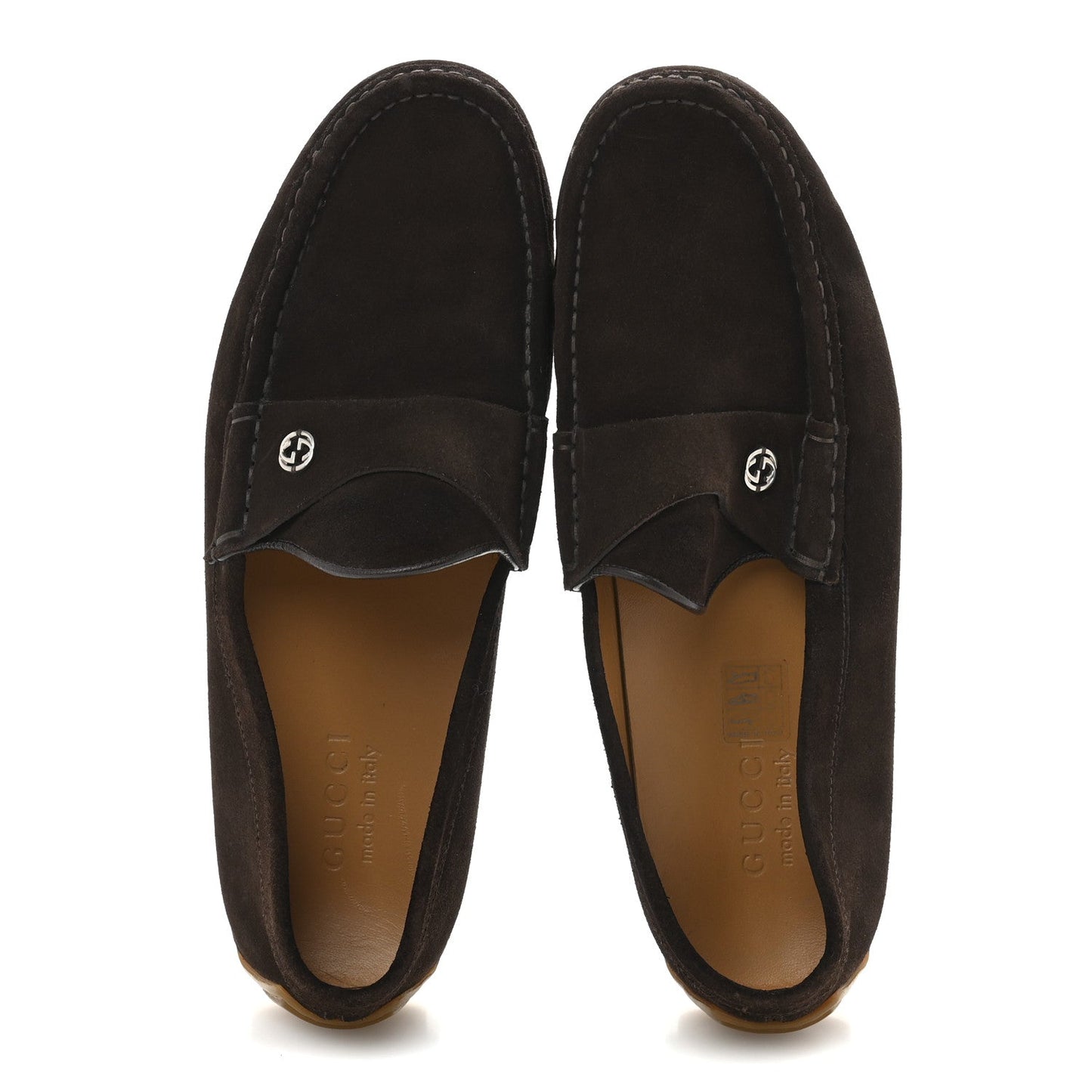 Amelia Suede Mens InterLocking G Driver Loafers 8 Cocoa