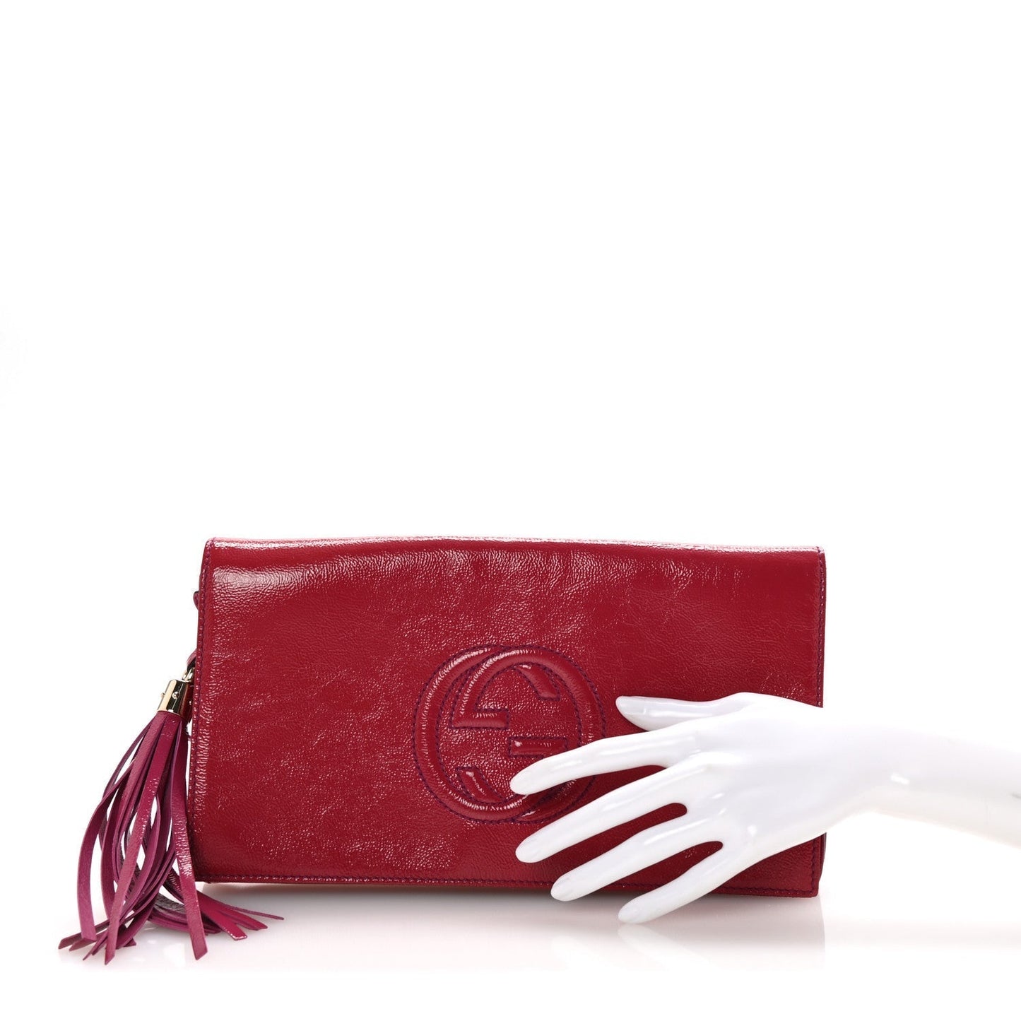 Amelia Soft Patent Medium Soho Clutch Bright Bougainvillea