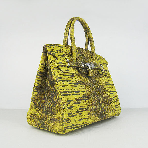 Luxury Hermes Birkin 6088 Ladies Lizard Leather Yellow Bag