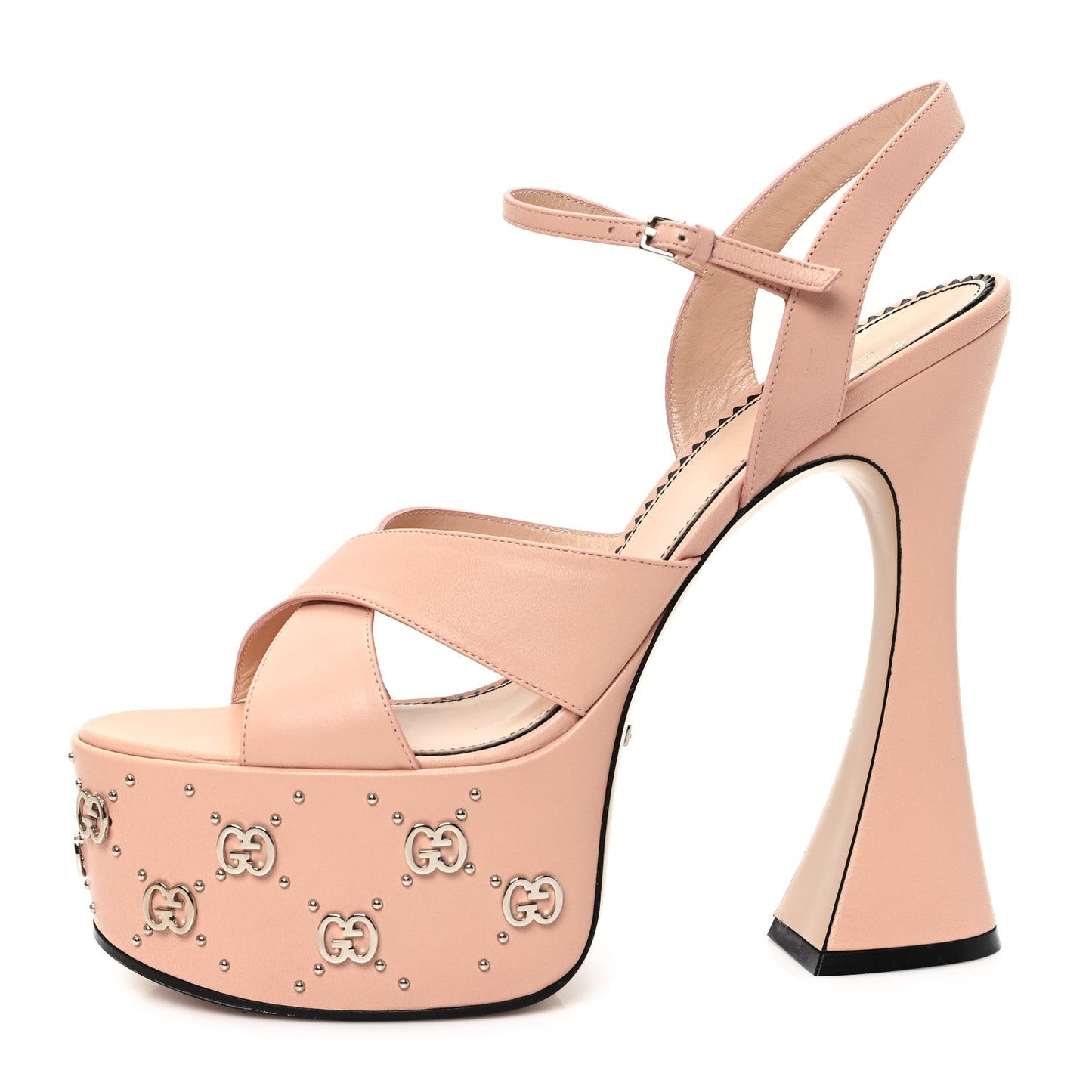 Amelia Malaga Kid Interlocking G Studs 155mm Platform Sandals 41 Perfect Pink