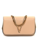 Versace Grained Calfskin Virtus Mini Chain Bag Beige