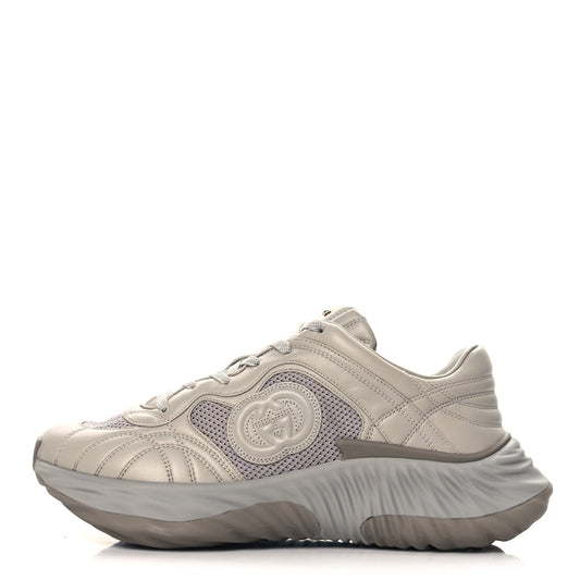 Amelia New Nappa Sombre Interlocking G Ripple Mens Platform Sneakers 8.5 Grey Sky