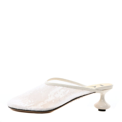 Loewe Sequin Toy Mule Pumps 35 Transparent White