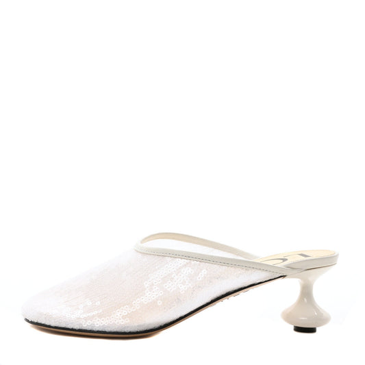 Loewe Sequin Toy Mule Pumps 35 Transparent White