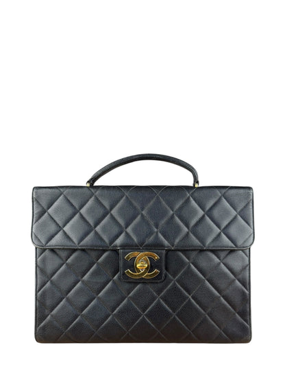 Chanel Black Caviar Leather Briefcase 1992