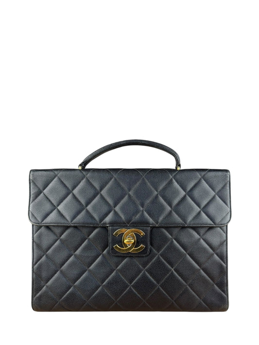Chanel Black Caviar Leather Briefcase 1992