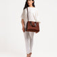 Dark brown suede multi compartment satchel bag