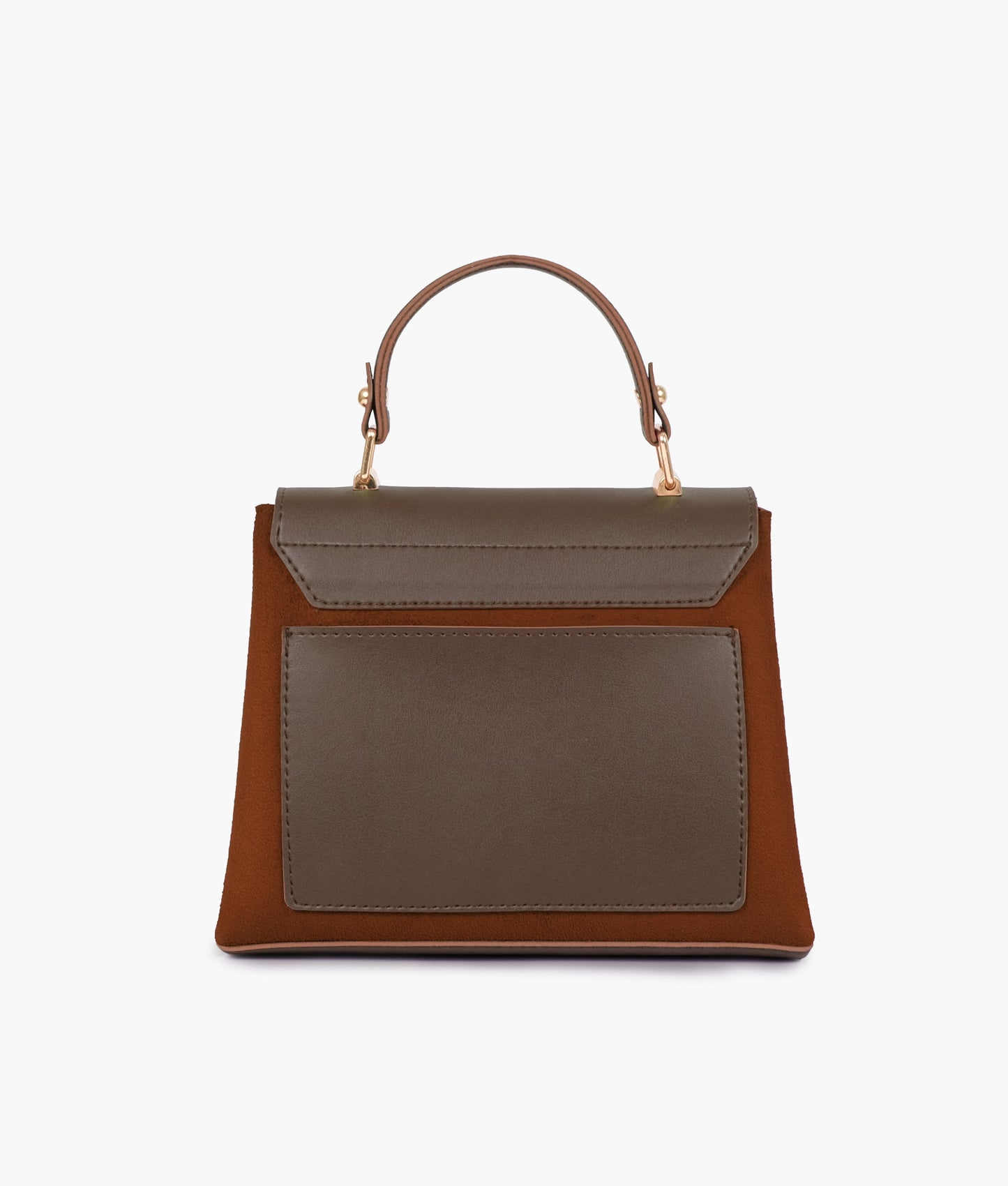 Dark brown suede mini top-handle bag