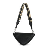 Prada Saffiano Cuir Triangle Logo Embossed Triangle Shoulder Bag Black