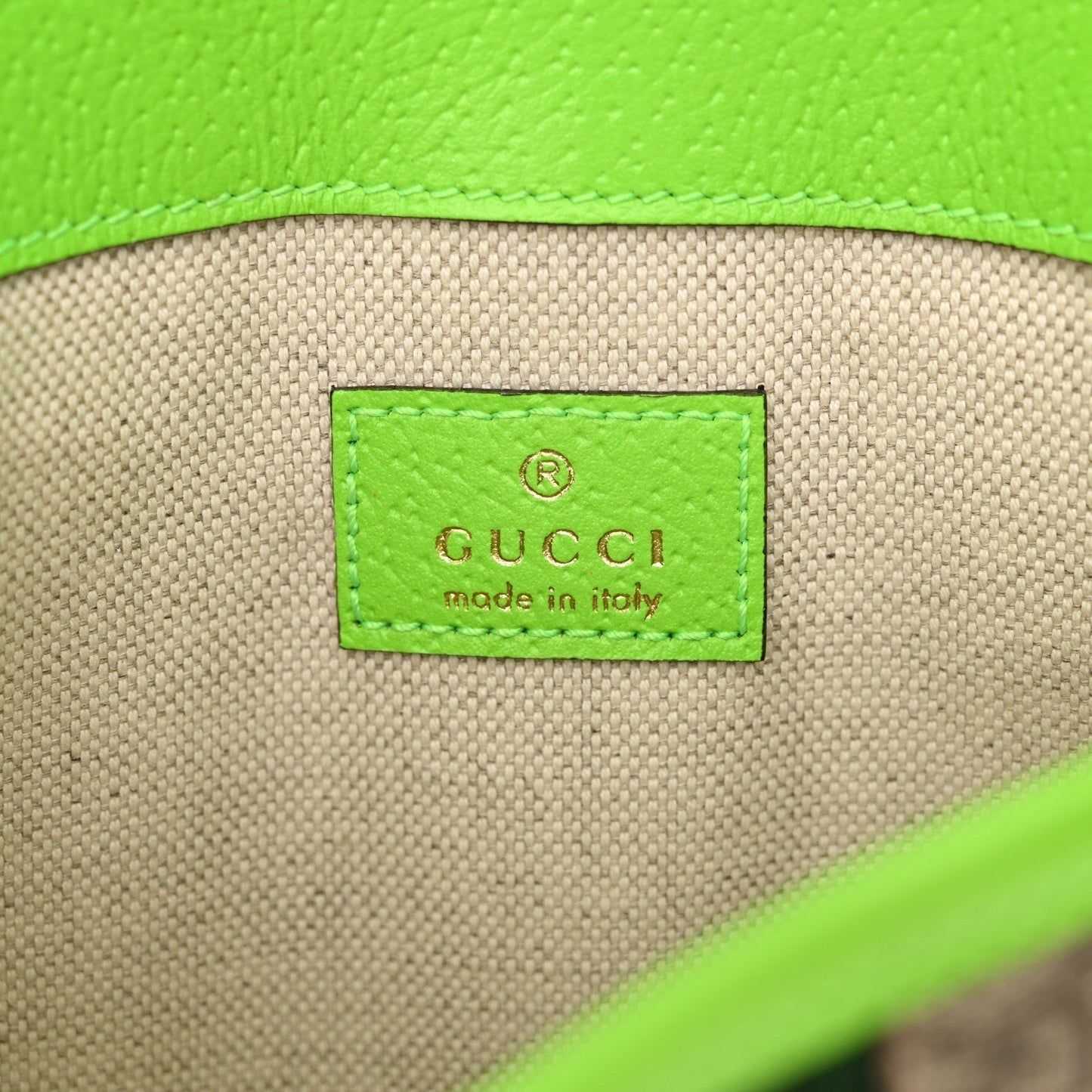 Amelia GG Supreme Monogram Web Small Ophidia Belt Bag Beige Ebony Electric Green